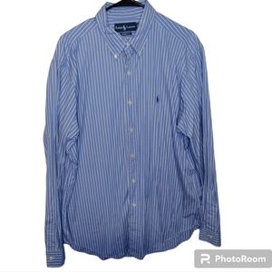 Ralph Lauren Classic Fit 17/XL Blue and White Button Down Oxford